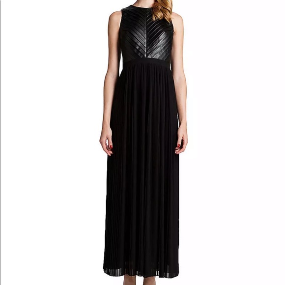 Cynthia Steffe Florence Leather Chiffon Maxi Dress - Picture 3 of 11